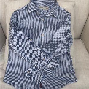 Zara boys navy striped linen button down